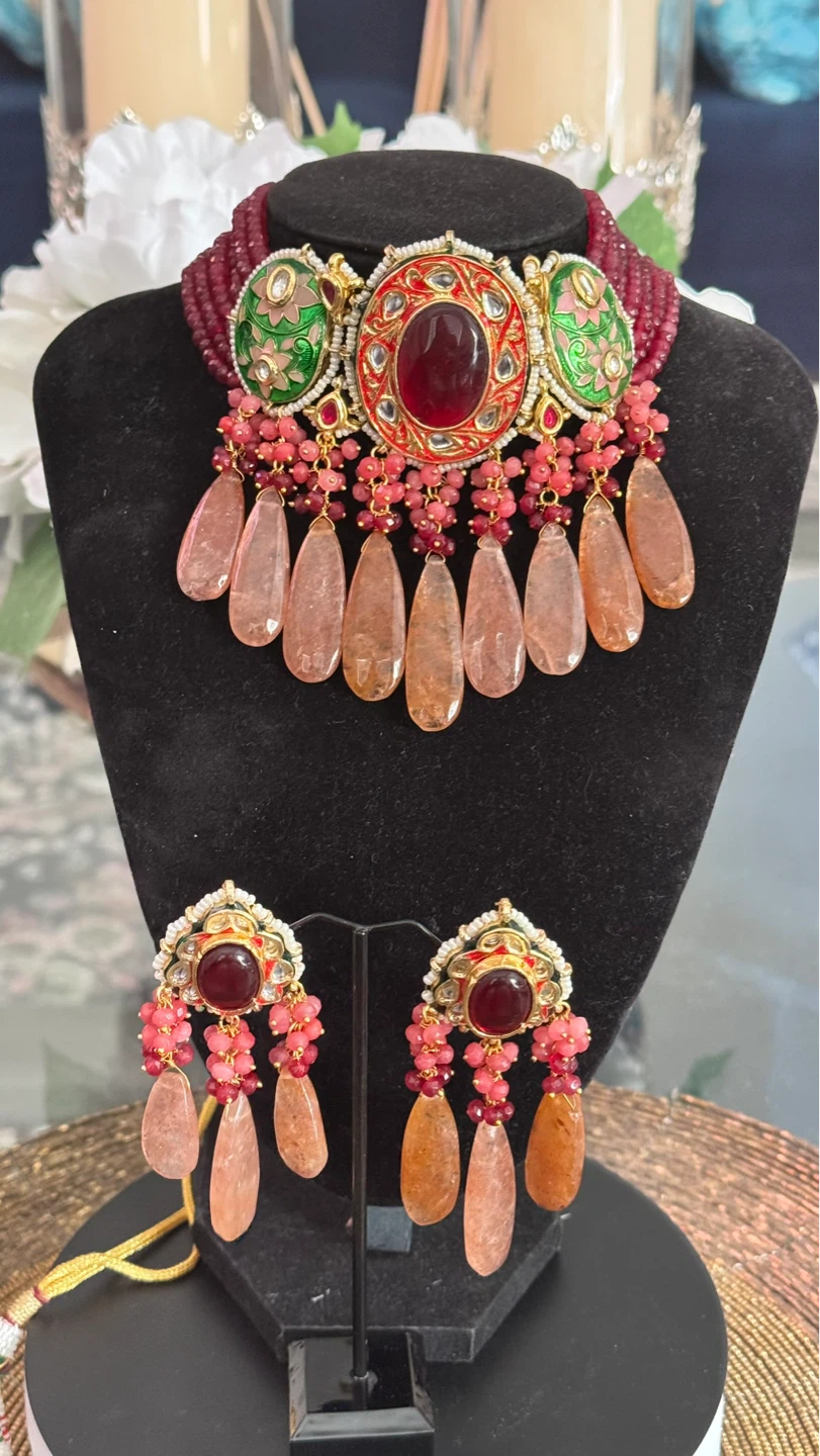 Indian Choker Necklace and Earrings Set