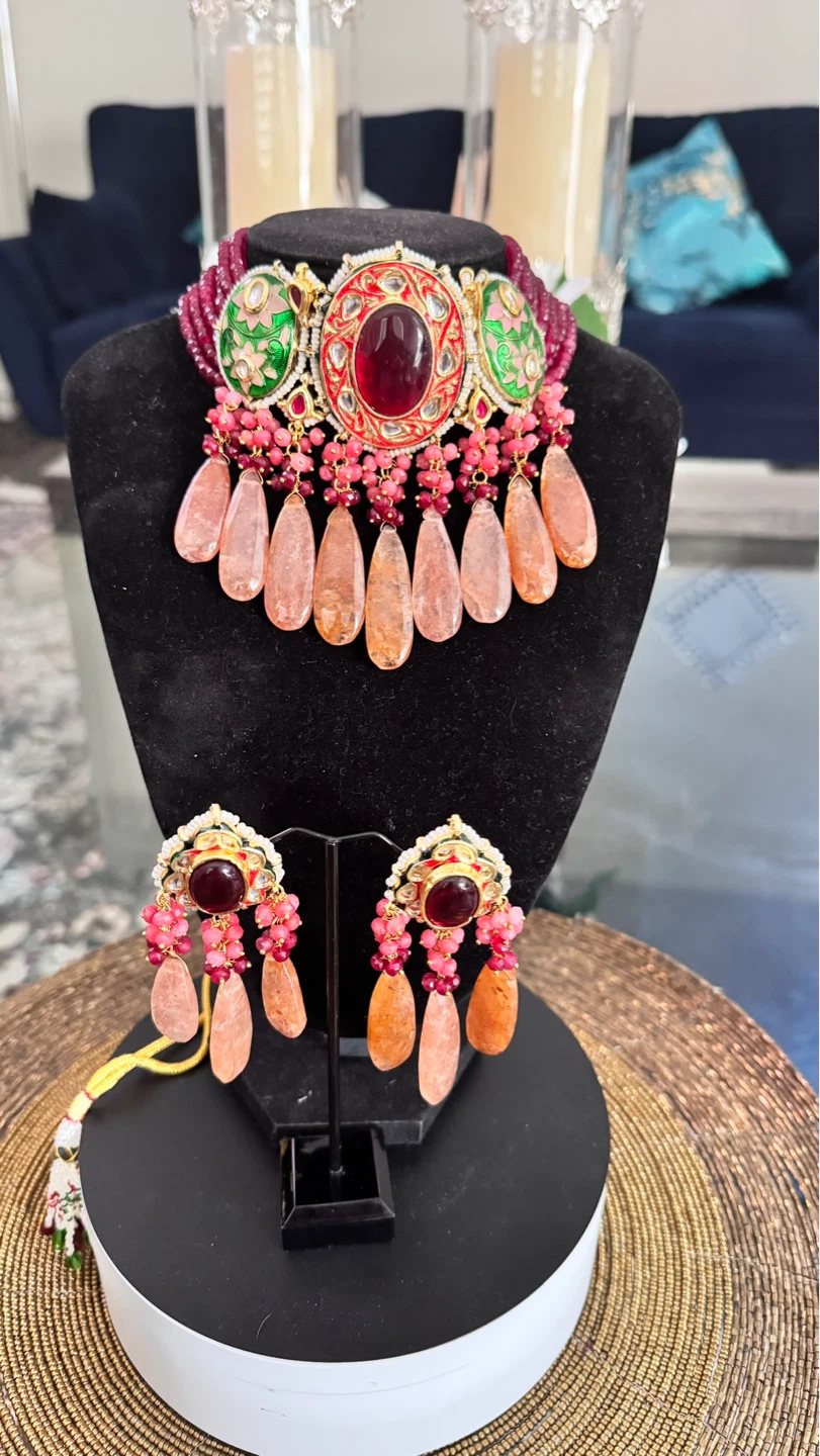 Indian Choker Necklace and Earrings Set - photo 4