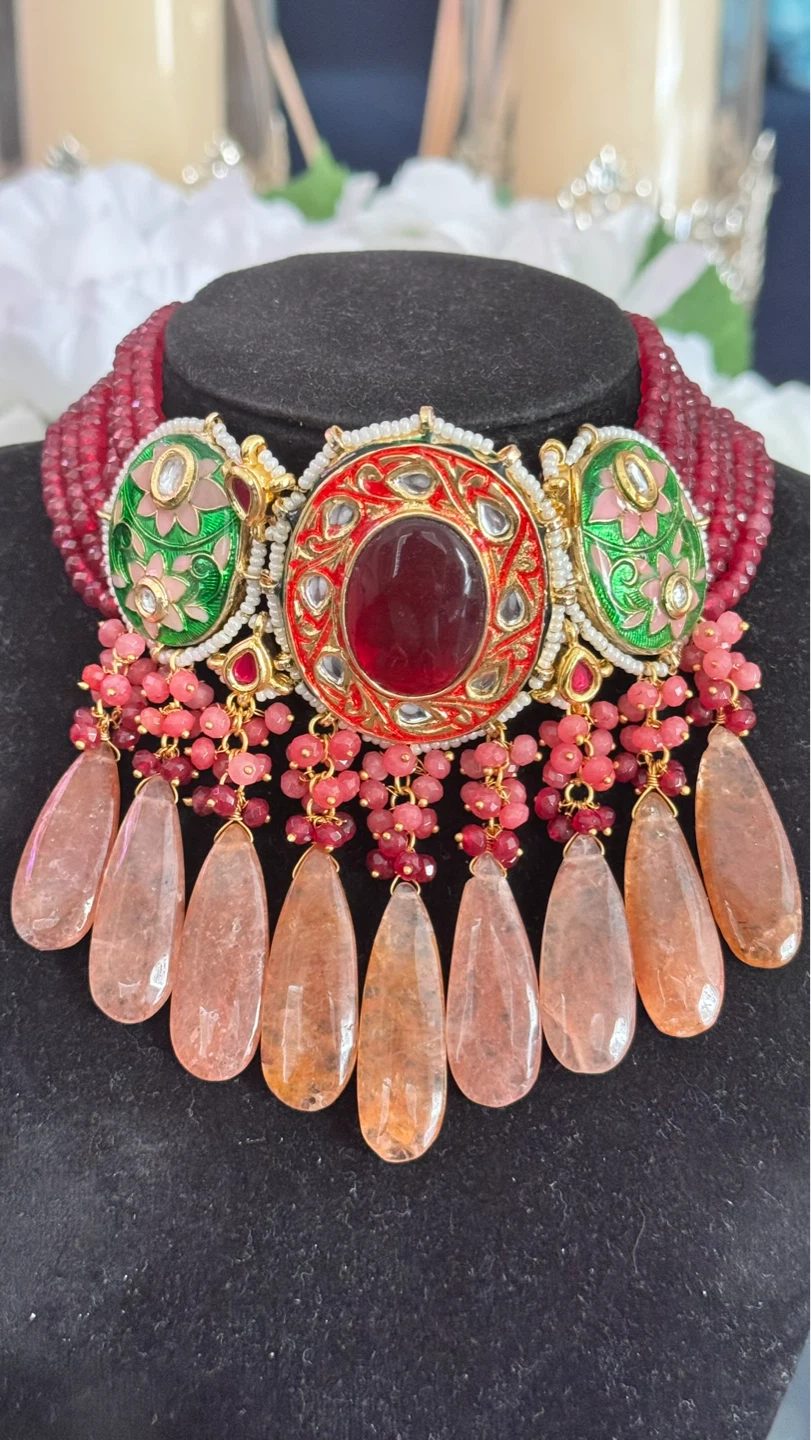 Indian Choker Necklace and Earrings Set - photo 2