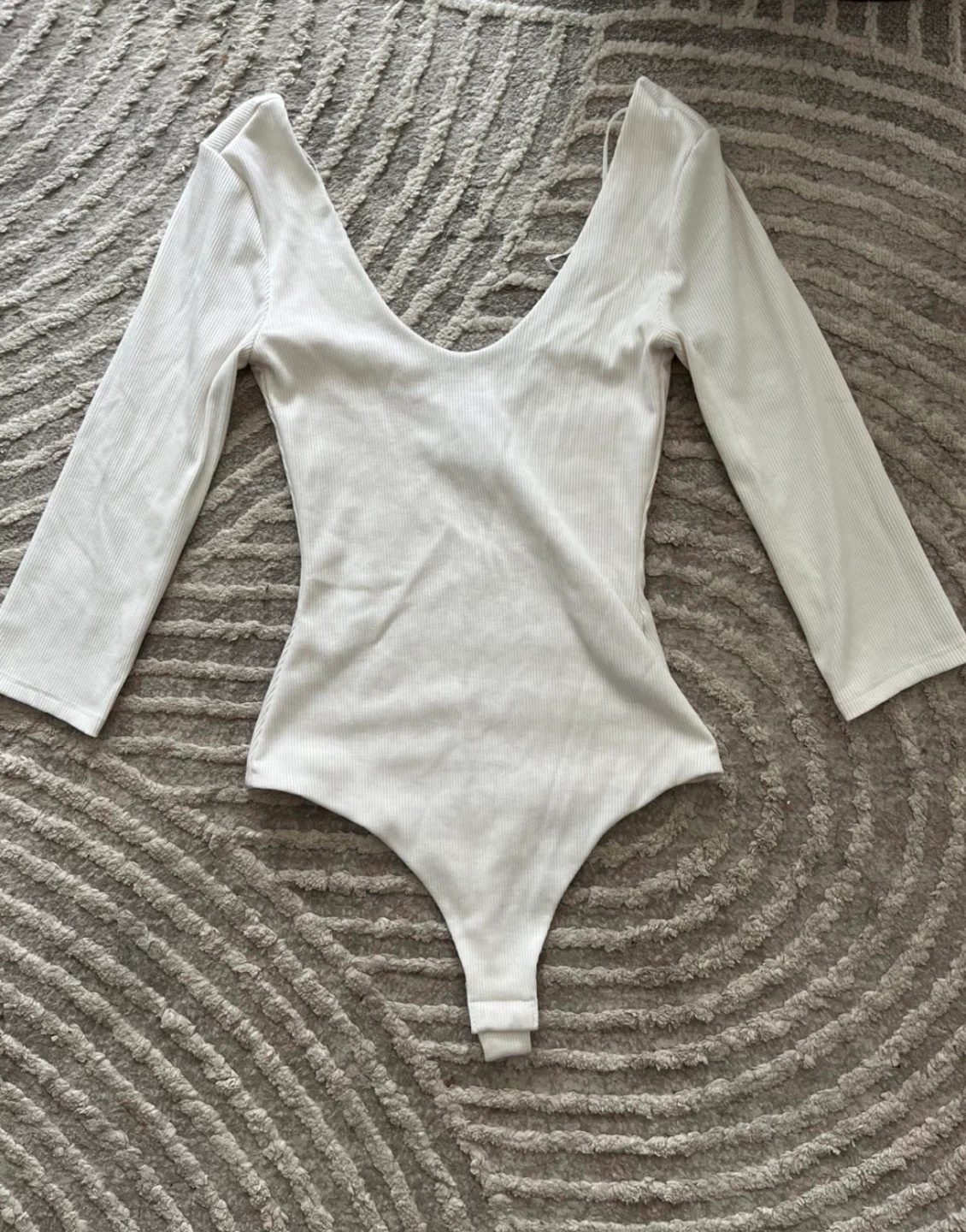 H&M White Ribbed Mid Sleeve Bodysuit