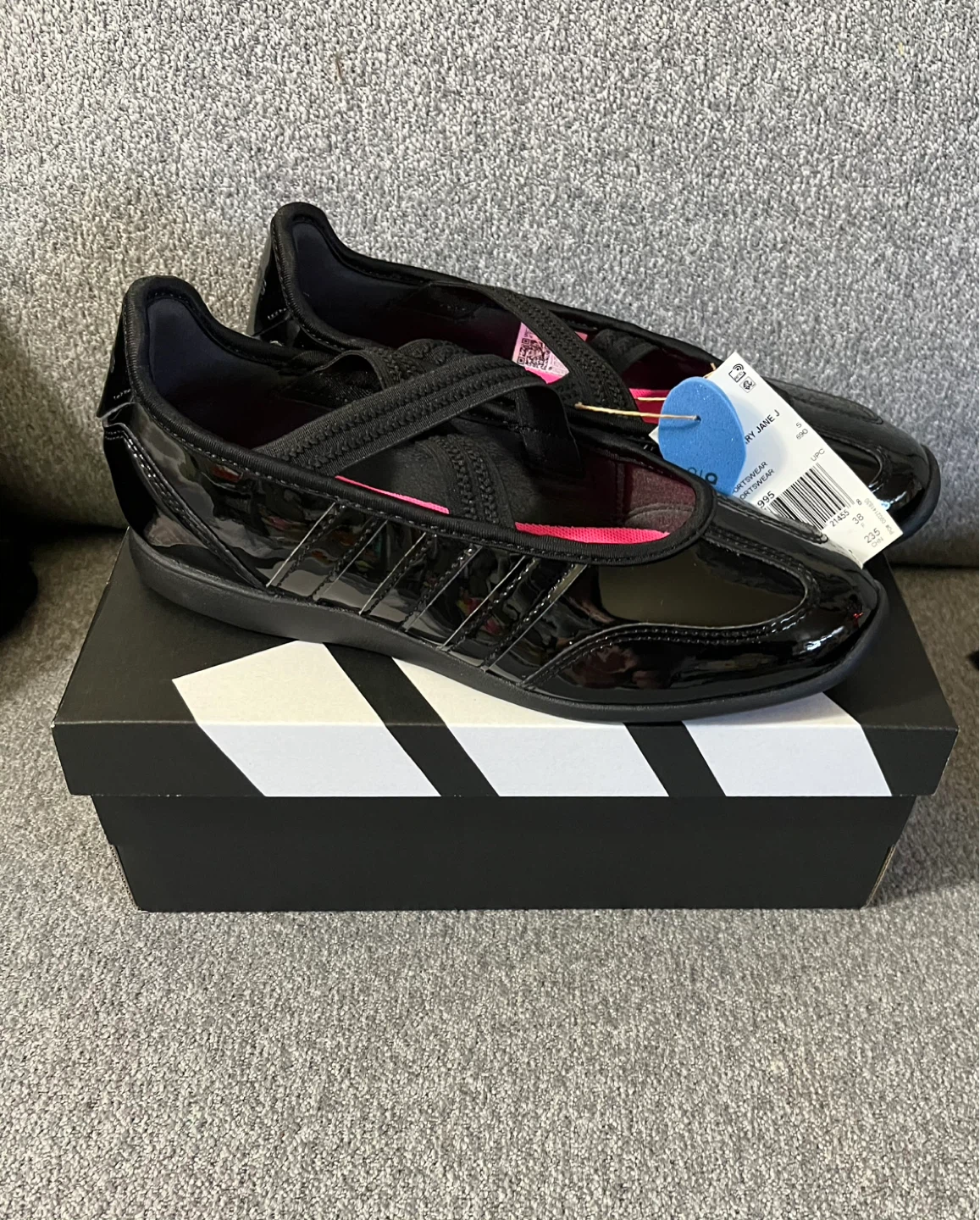 Adidas Mary Jane J Black Patent Shoes