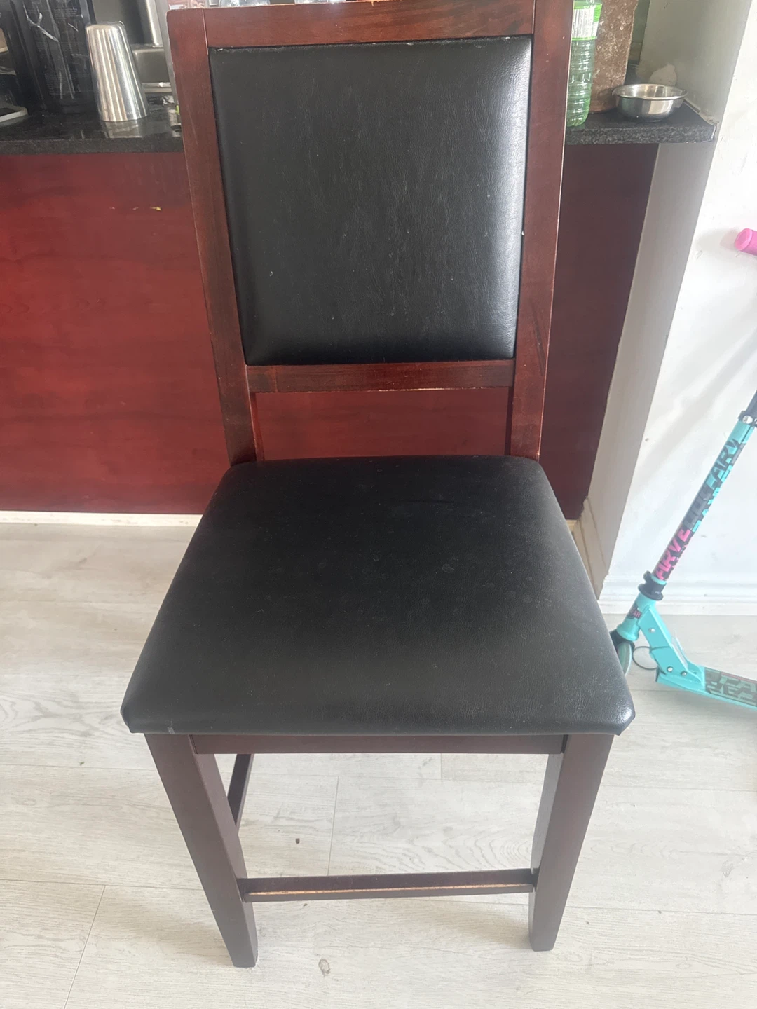 Wooden Bar Stool with Black Seat