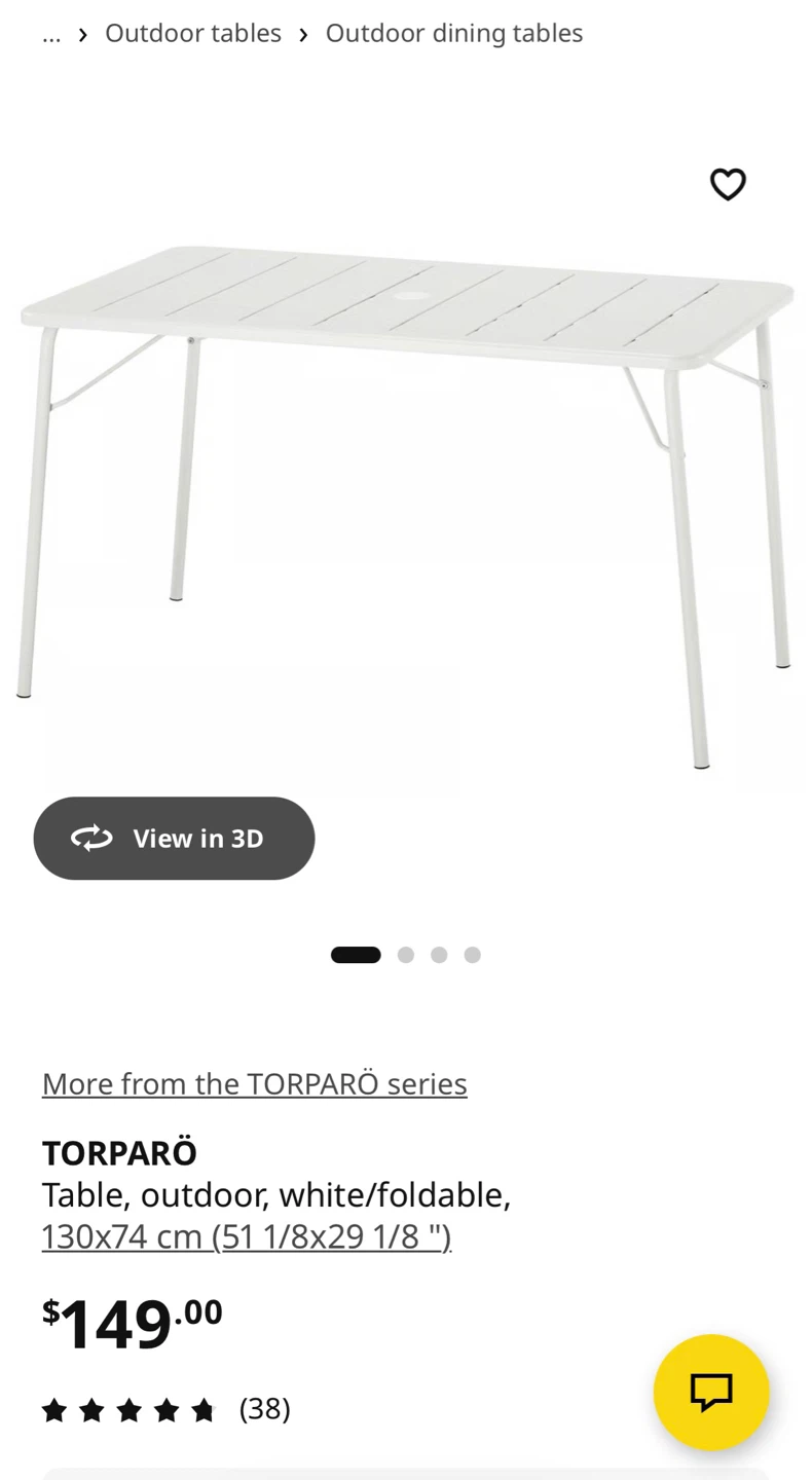 IKEA TORPARÖ Outdoor Patio Table – White - photo 4