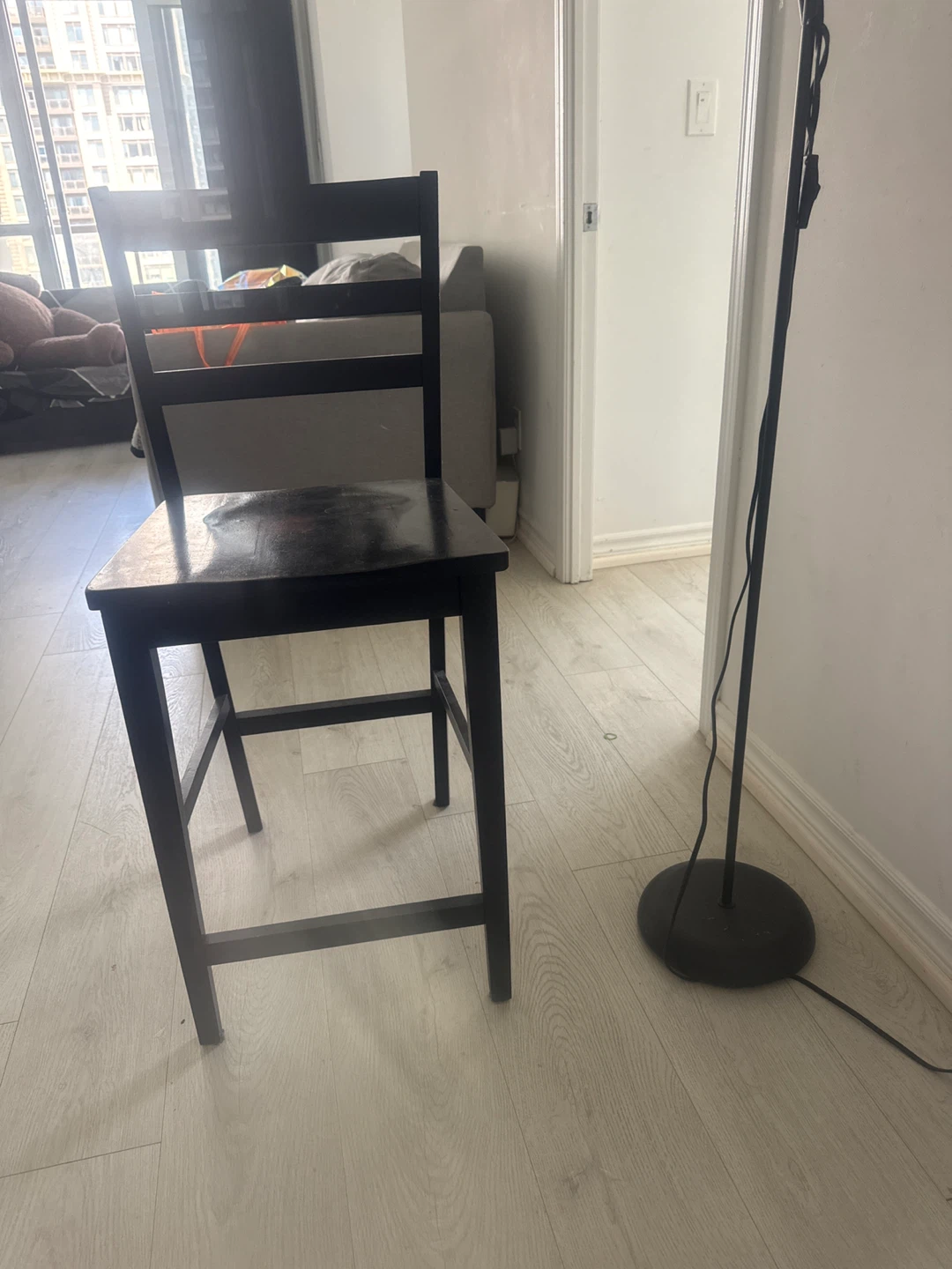 Black Wooden Bar Stool