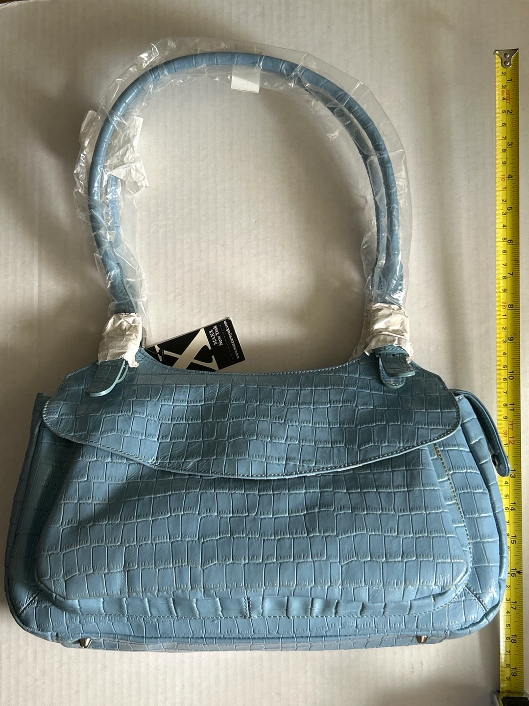 ⚽️MAXX New York Baby Blue Crocodile Embossed Shoulder Bag - photo 4