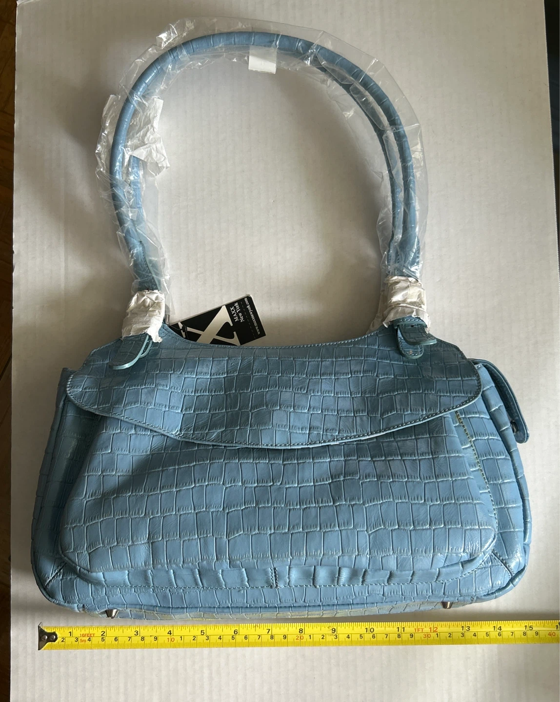 ⚽️MAXX New York Baby Blue Crocodile Embossed Shoulder Bag - photo 5