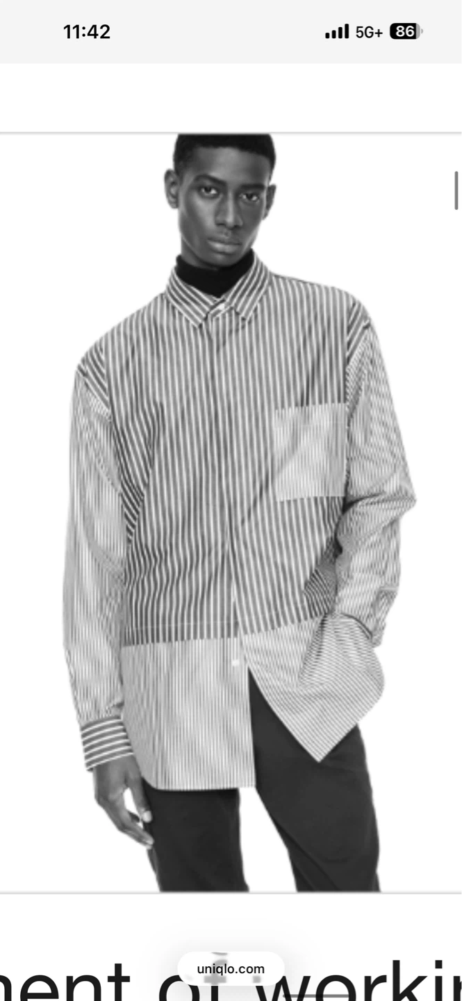 Uniqlo U Striped Band Collar Shirt XL - photo 4