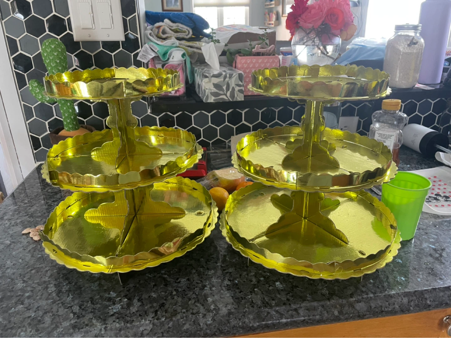 Gold 2-Tier Dessert Stands (Set of 2) ⚽