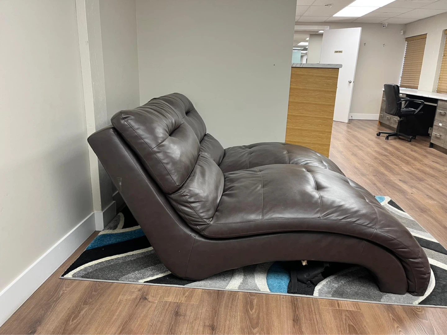 Brown Faux Leather Double Chaise Lounge - photo 2
