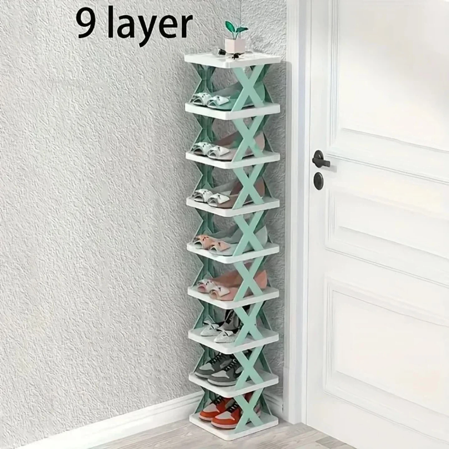 9 Layer Shoe Rack Shelf, BLACK AND WHITE