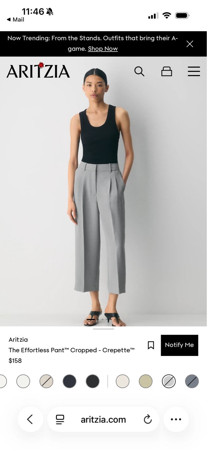 Aritzia  Effortless Pant Cropped Crepette - Size 6 Short