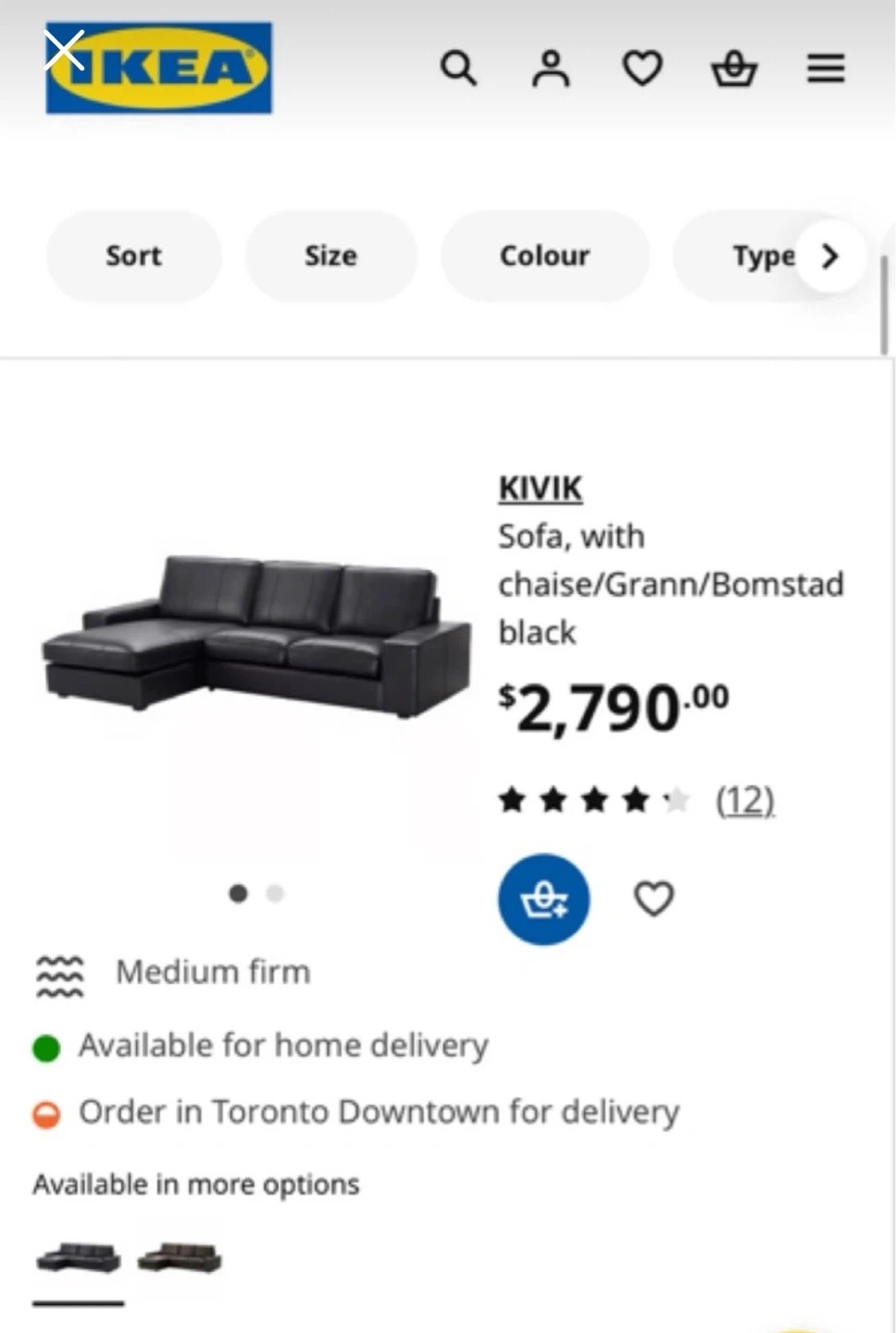 IKEA KIVIK Leather Sofa with Chaise and Ottoman - photo 2