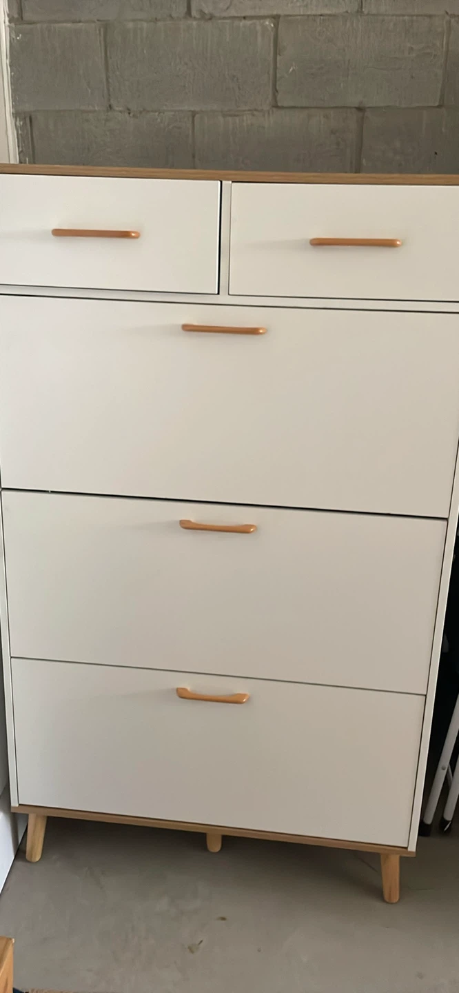 White Shoe Cabinet with 2 Drawers