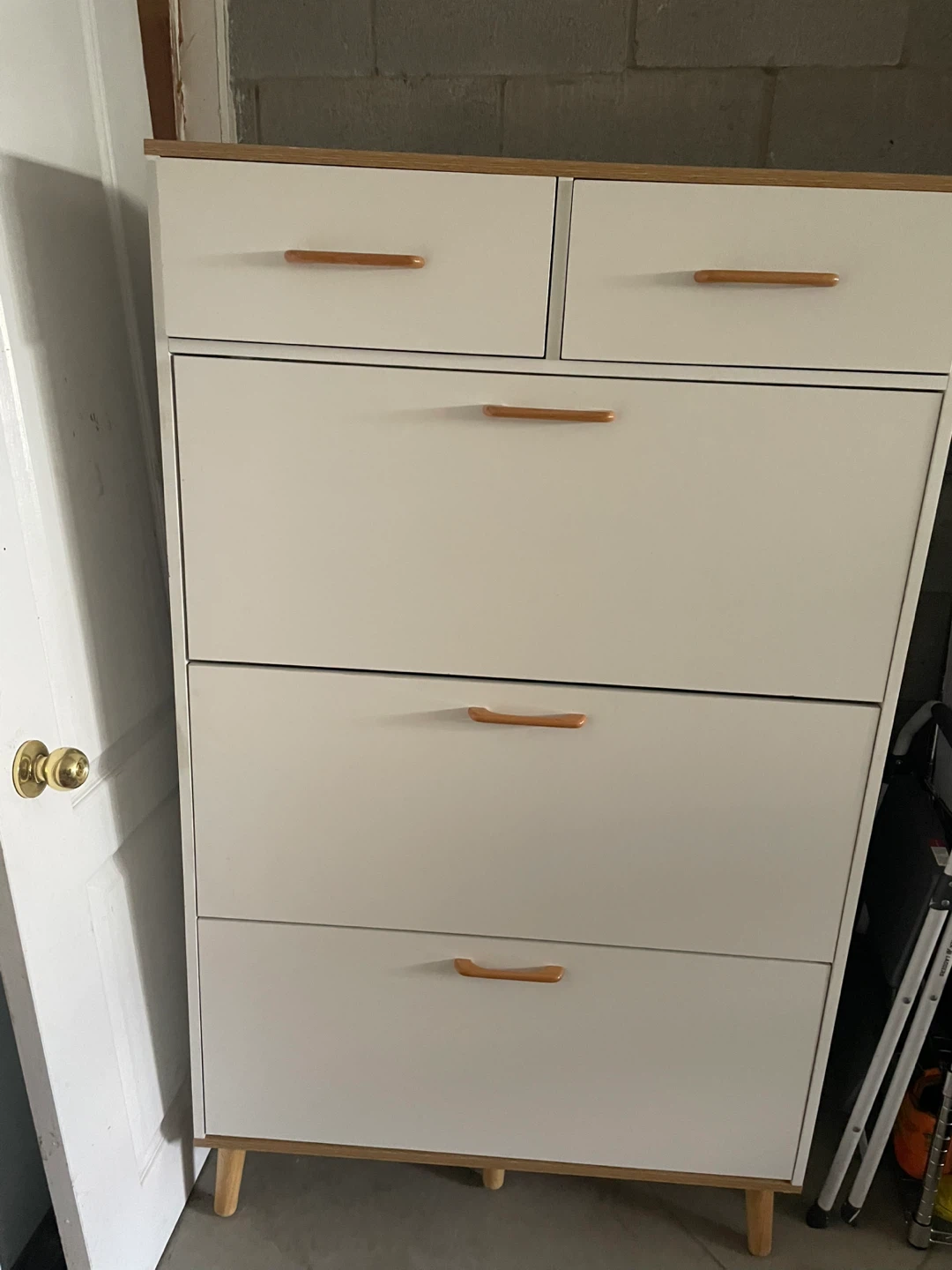 White Shoe Cabinet with 2 Drawers - photo 2