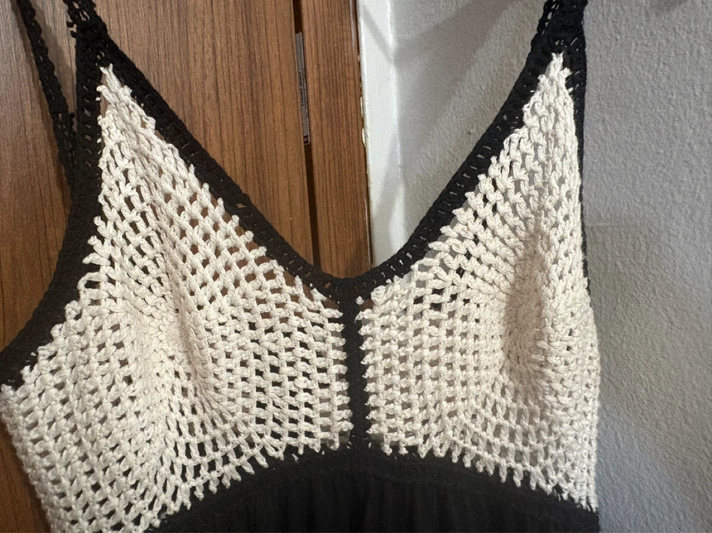 Crocheted Maxi Dress Black White MANGO - photo 2