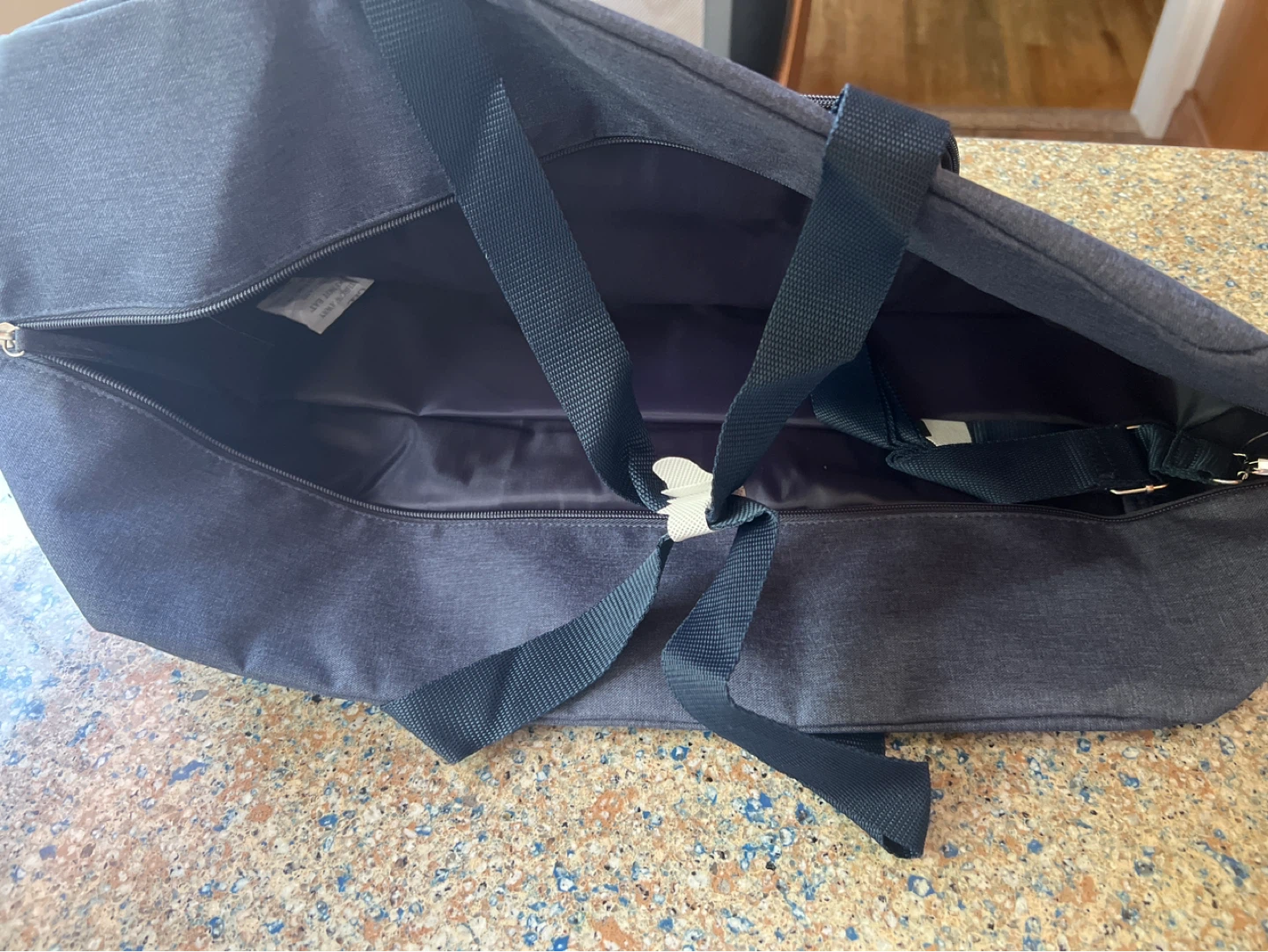 Dark Grey Duffle Bag with Striped Pouch - photo 3