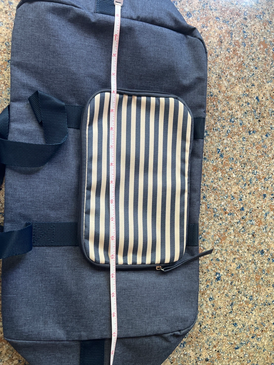 Dark Grey Duffle Bag with Striped Pouch - photo 5