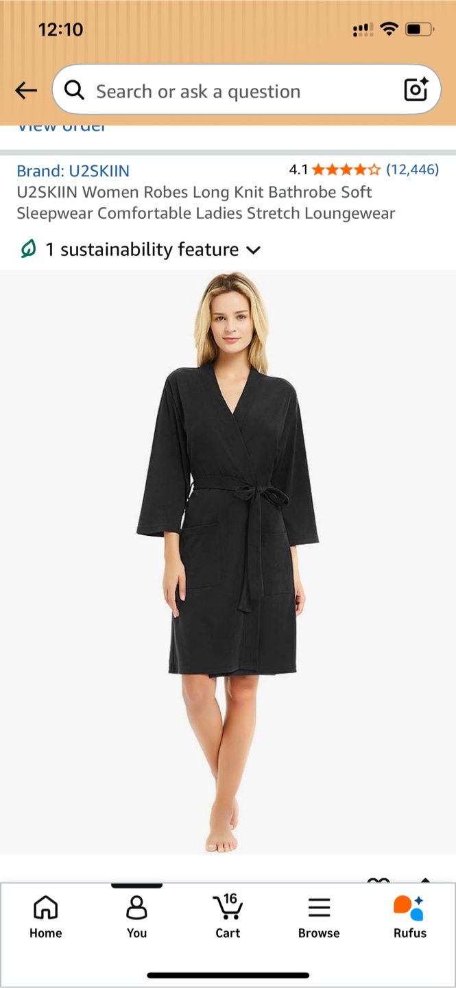 Women's Black Long Knit Bathrobe