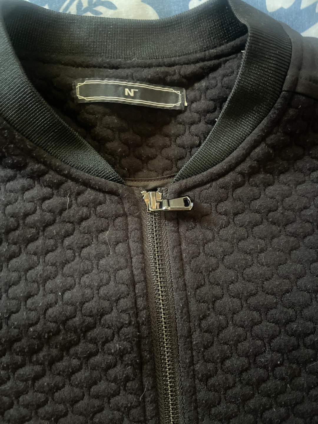Black Quilted Bomber Jacket medium-large - photo 2