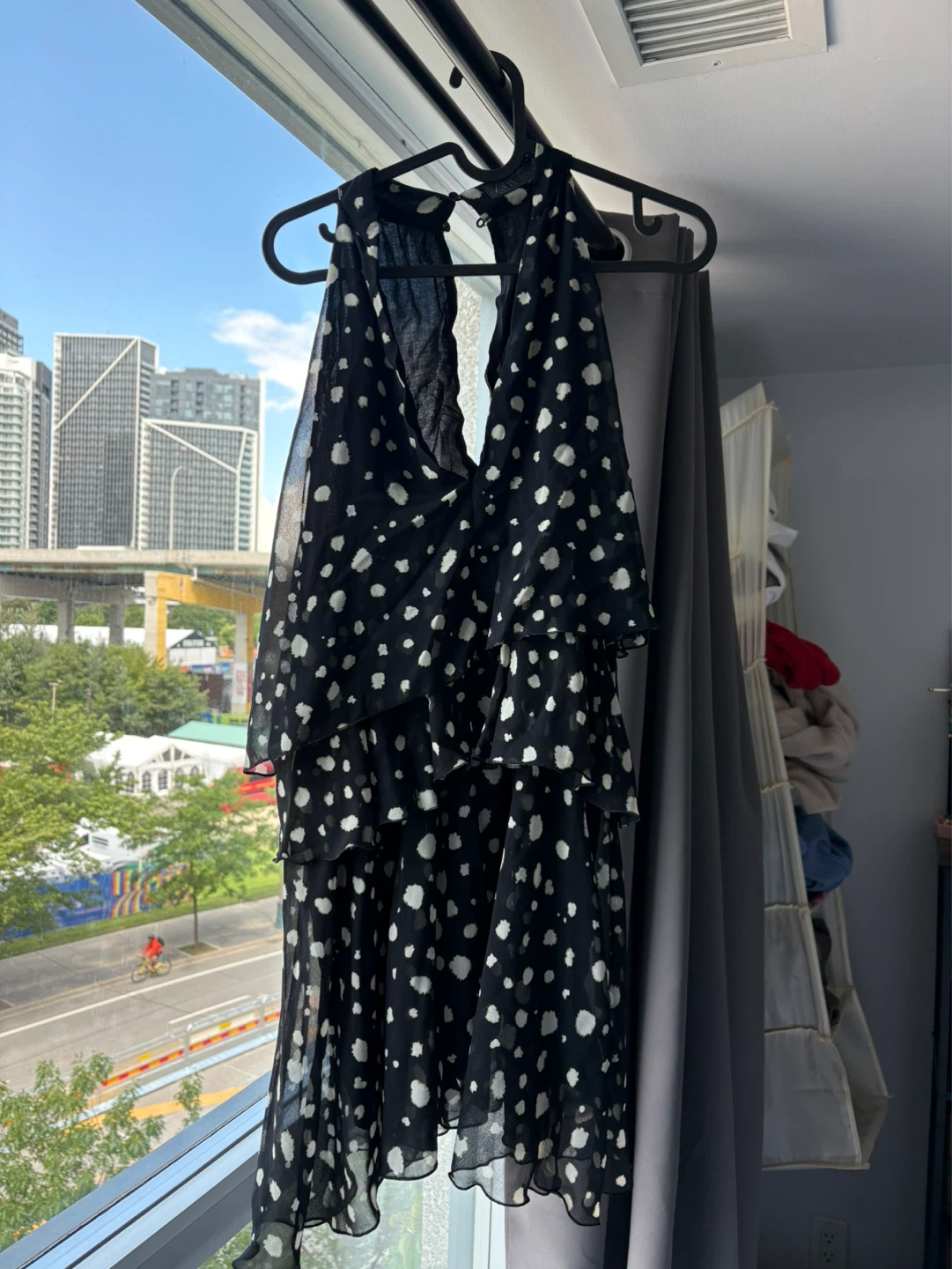 ZARA POLKA DOT RUFFLED MINI DRESS - MEDIUM - photo 2
