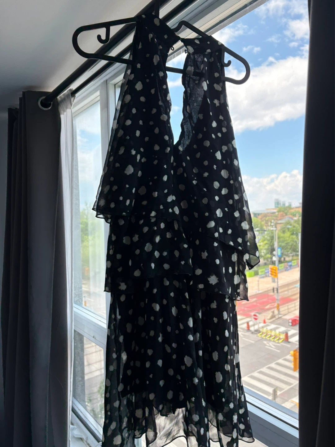ZARA POLKA DOT RUFFLED MINI DRESS - MEDIUM - photo 3