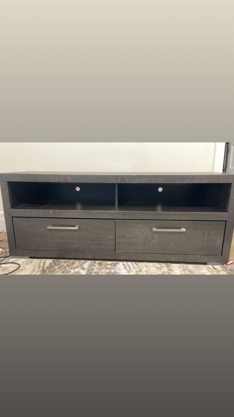 Dark Wood TV Stand with Drawers