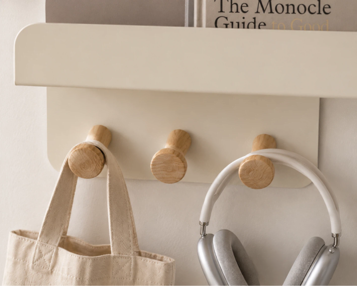 Wall-mounted shelf with hooks - photo 2
