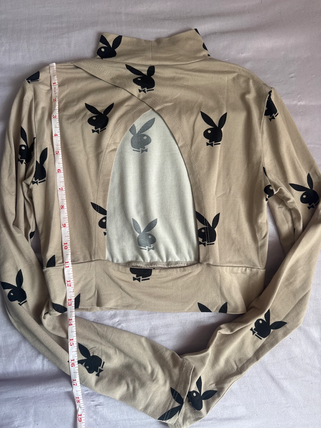 Playboy Bunny Print Turtleneck Crop Top Backless - photo 2