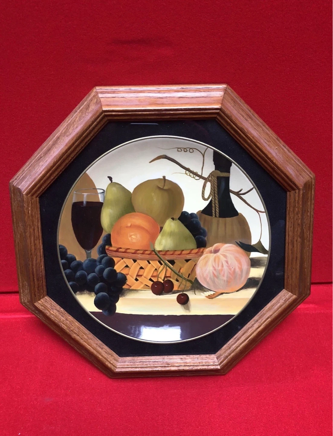 ⚽️Decorative Plate with Fruit Still Life in Wood Frame
