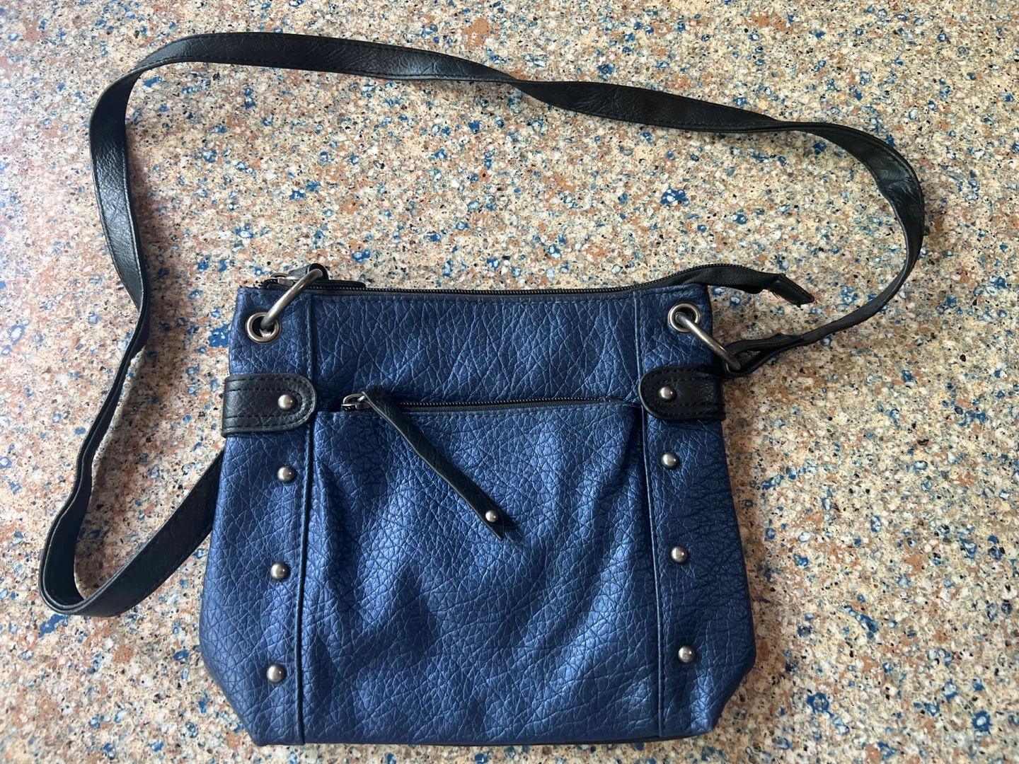 Style & Co. Blue Faux Leather Crossbody Purse
