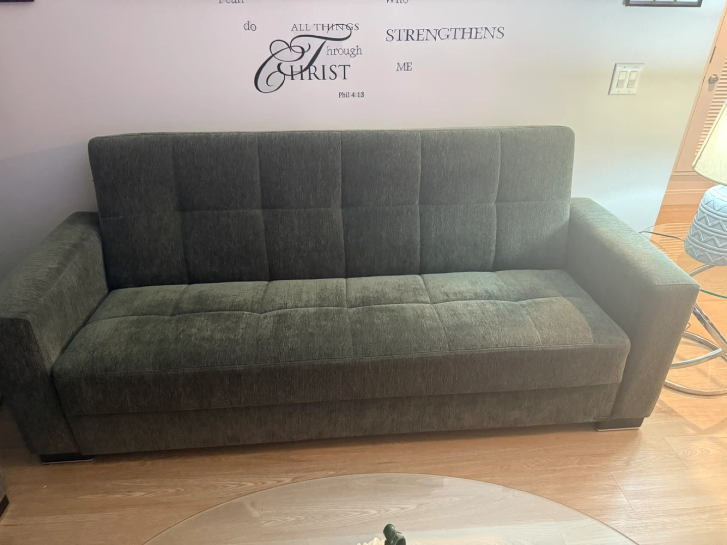 Dark Green Sofa Bed / Loveseat with Storage underneath both ! - photo 4