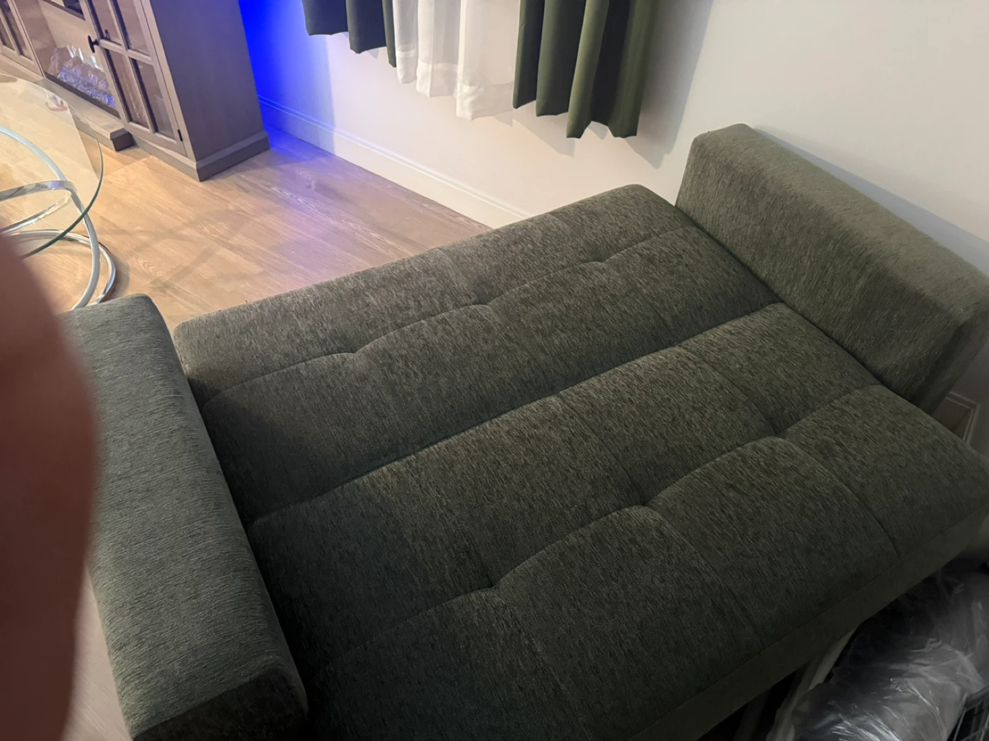 Dark Green Sofa Bed / Loveseat with Storage underneath both !