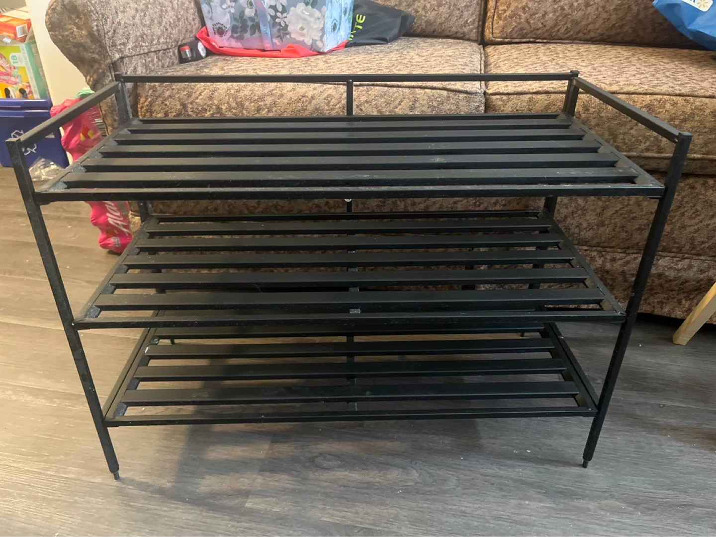type A Stackable Perspective 3-Tier Shoe Rack, Black