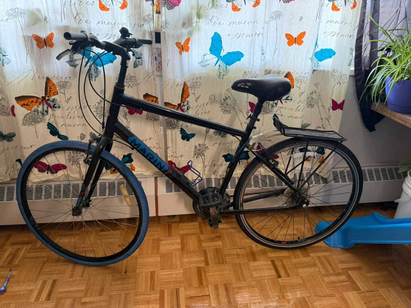 Marin City Bike with Blue Tires