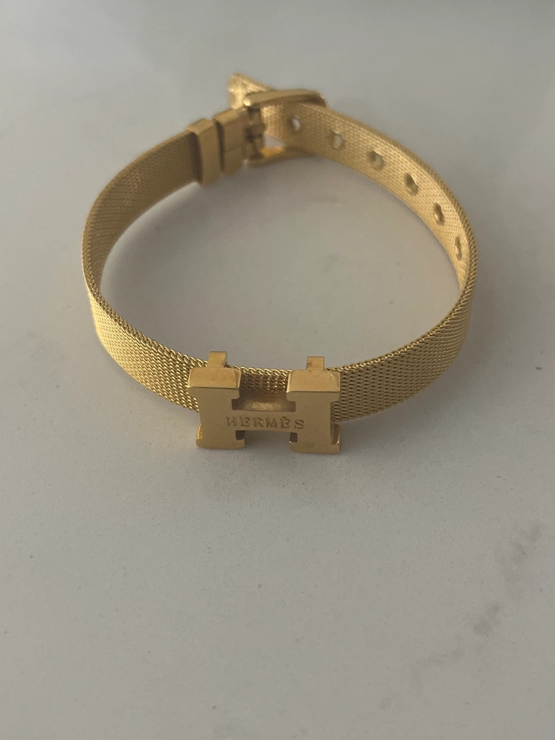 Hermès inspo Gold Tone Mesh Bracelet
