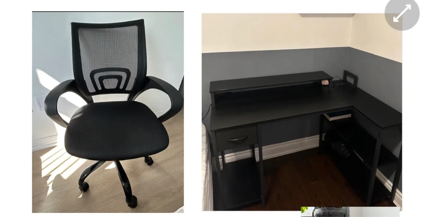 Set of Desk & Black Mesh Office Chair