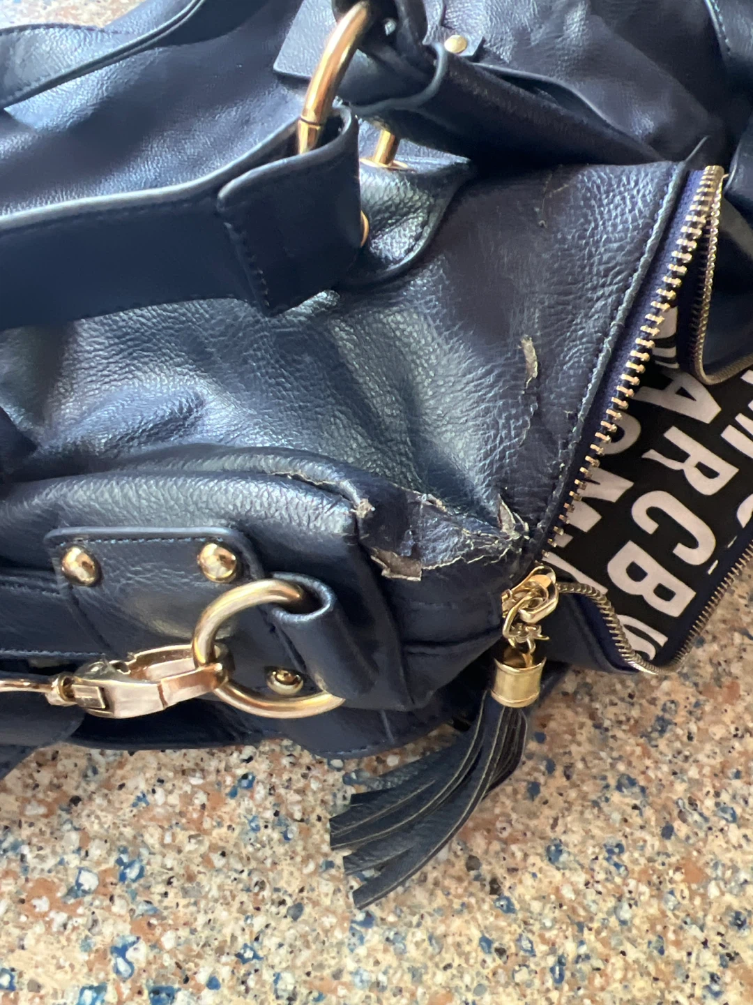 Navy Faux Leather Hobo Bag⚽️ - photo 4