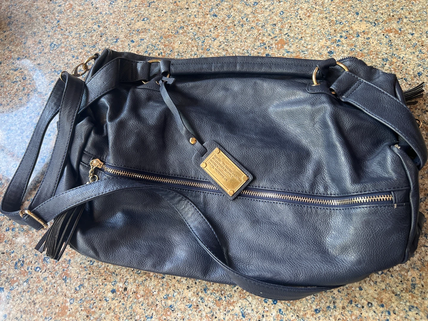 Navy Faux Leather Hobo Bag⚽️