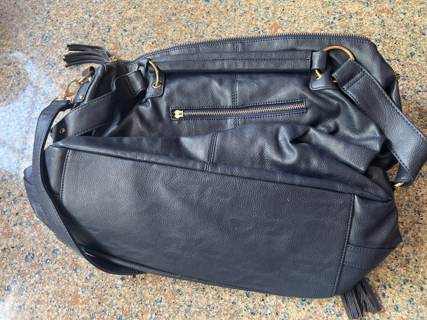 Navy Faux Leather Hobo Bag⚽️ - photo 2