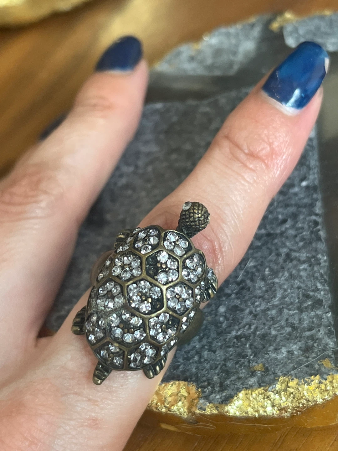 Sparkly Turtle Ring (Sz 5)