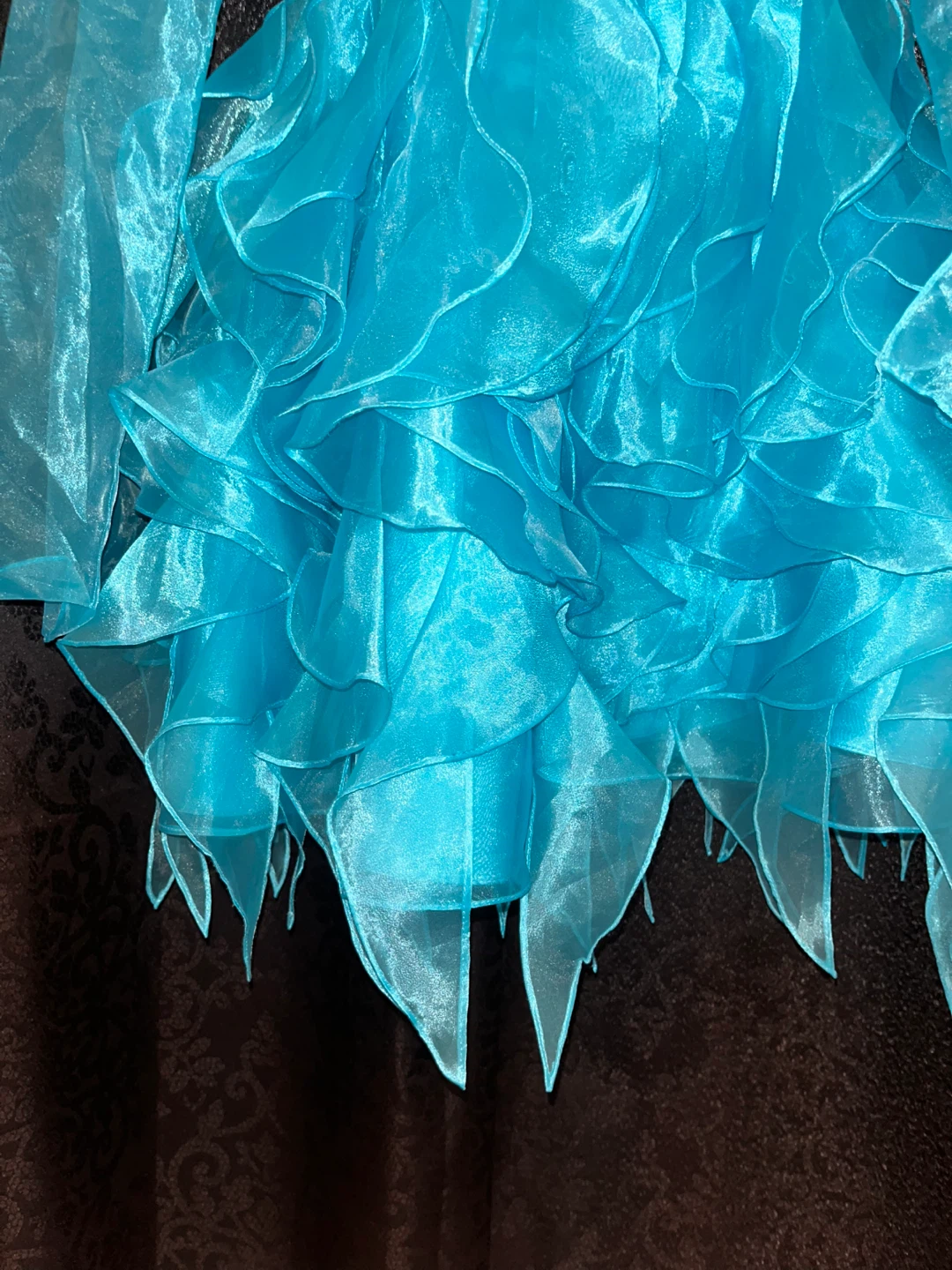 Teal Beaded Sweetheart Neckline Dress with Scarf - photo 5