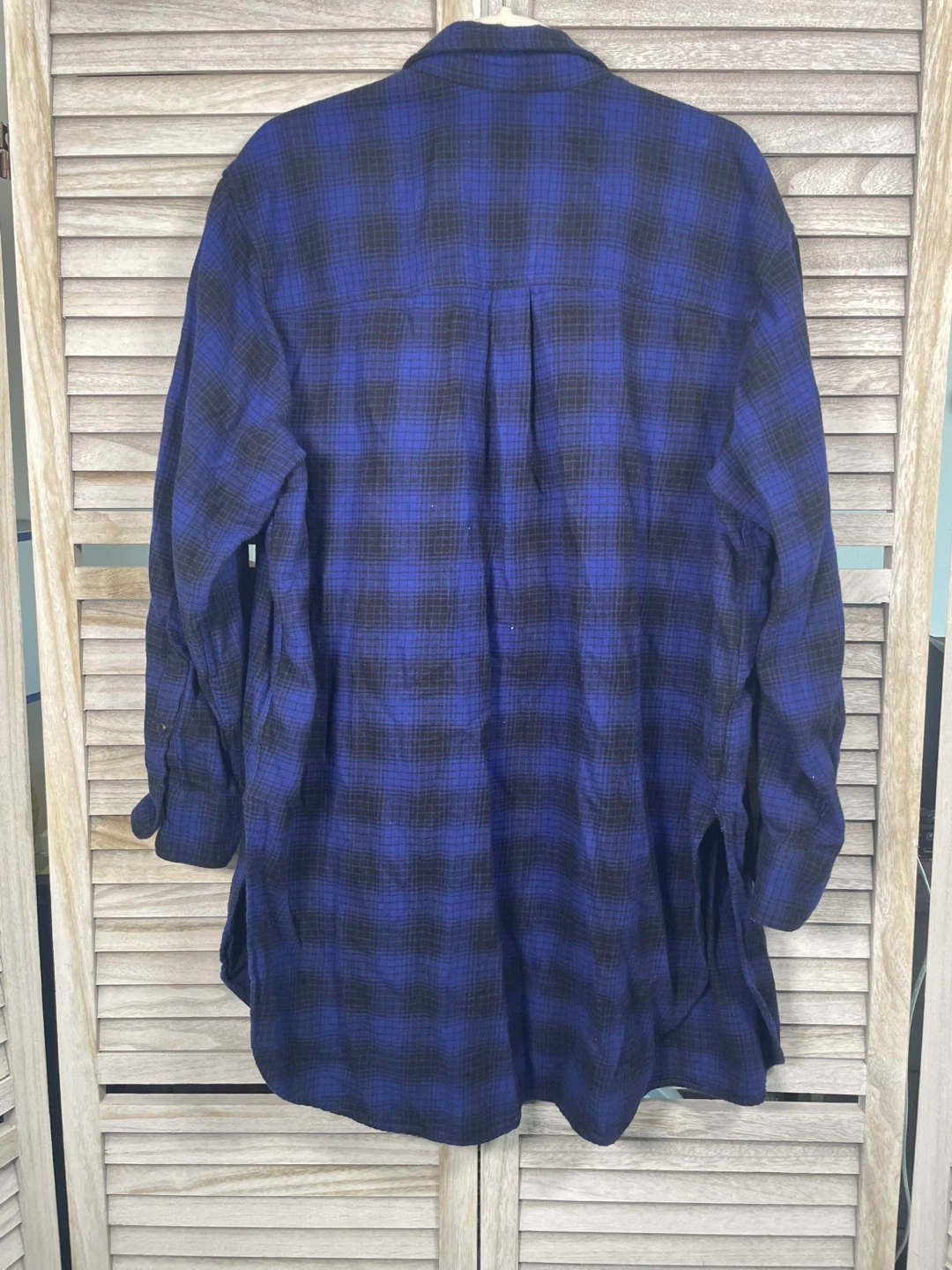 GAP Blue and Black Plaid Flannel Shirt - photo 2
