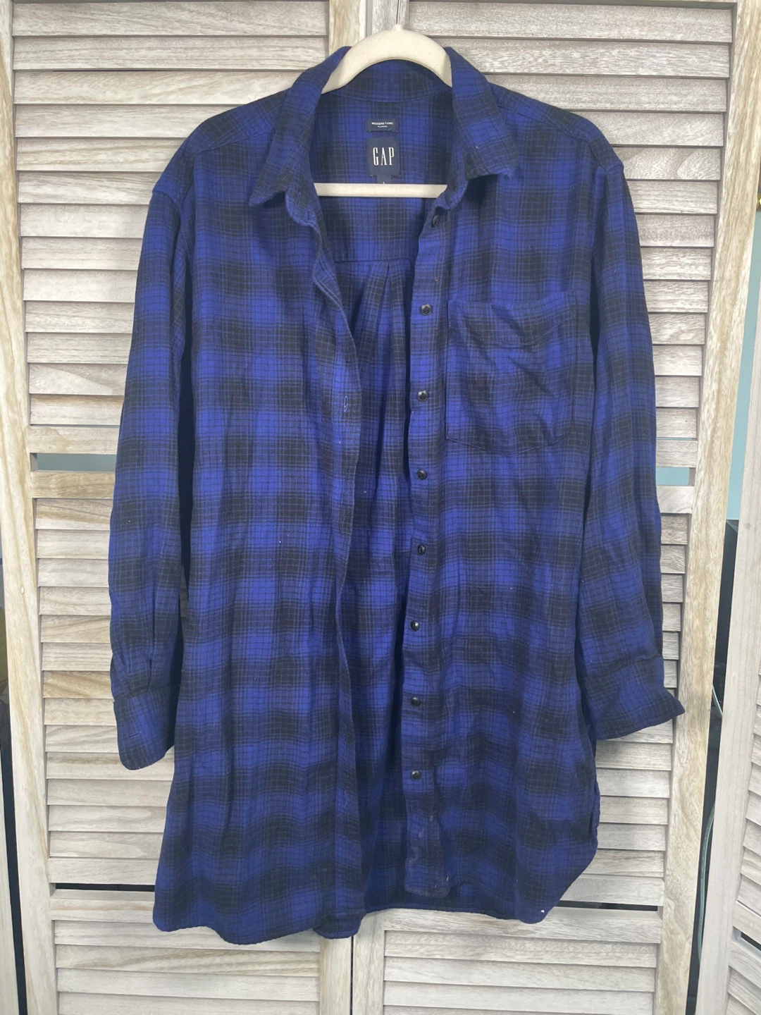 GAP Blue and Black Plaid Flannel Shirt