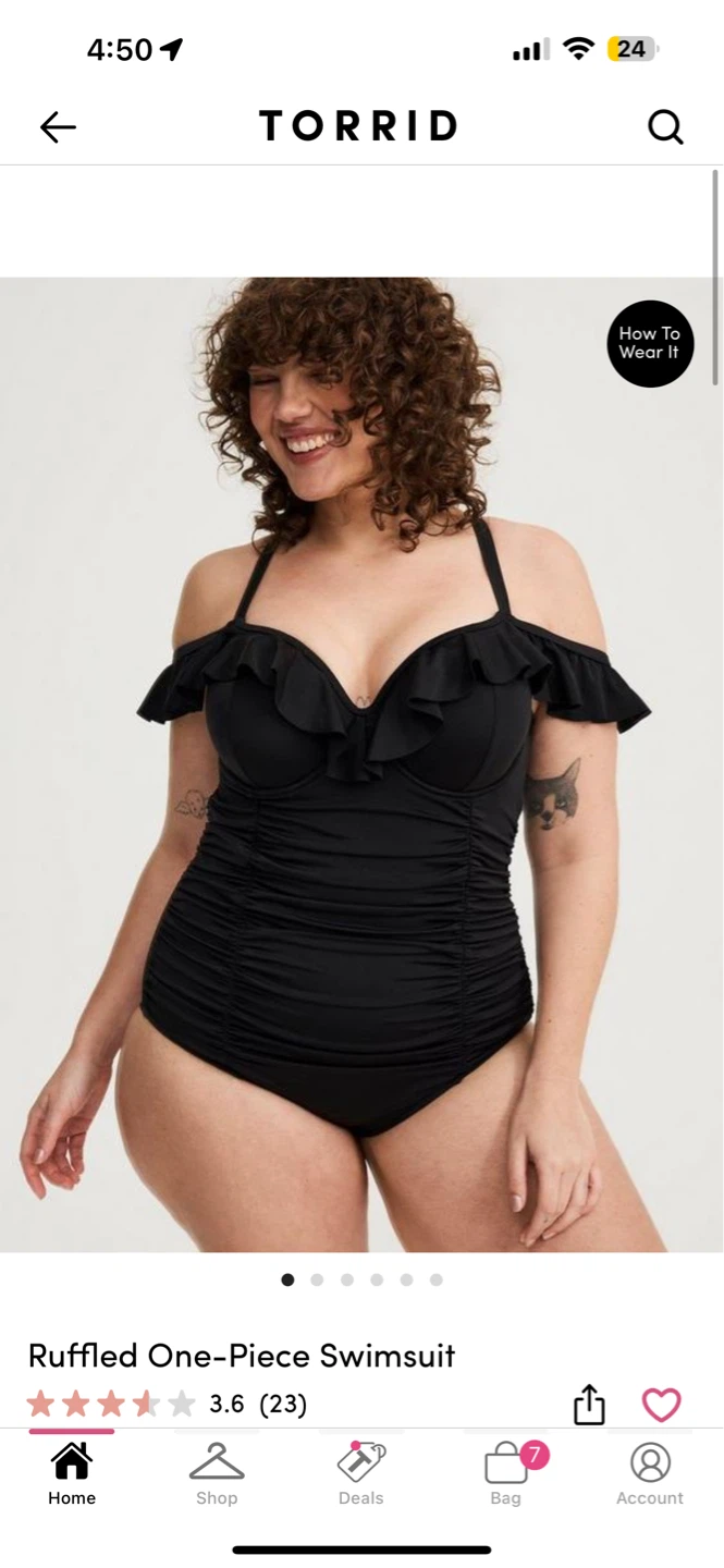 Torrid Black Ruffled One-Piece Swimsuit