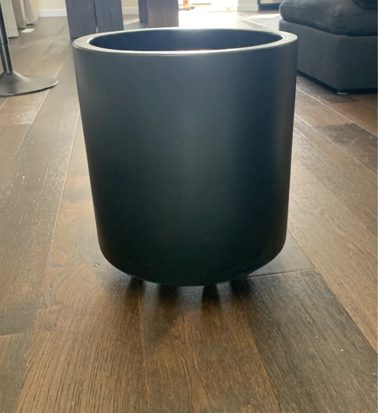 Large Black Cylinder Planter with Wheels - photo 2