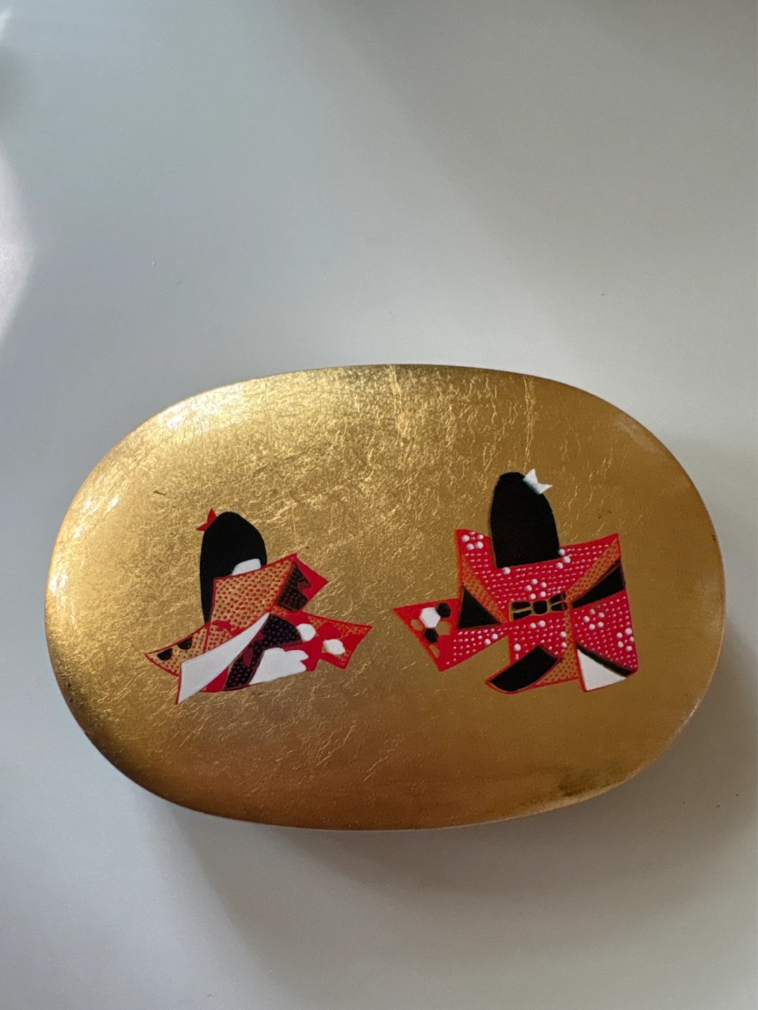 Oval Decorative Box with a kimono girl Design