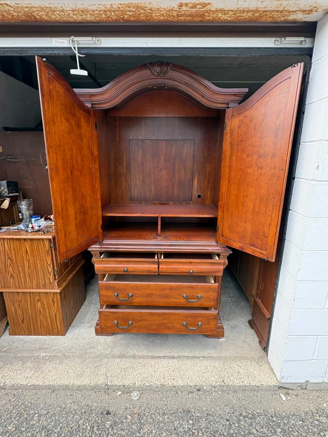 Free delivery used Wooden Armoire with Drawers - photo 3