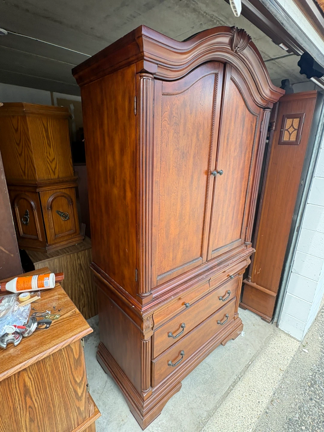 Free delivery used Wooden Armoire with Drawers - photo 2