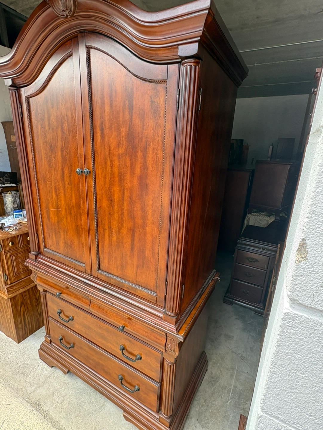 Free delivery used Wooden Armoire with Drawers - photo 4