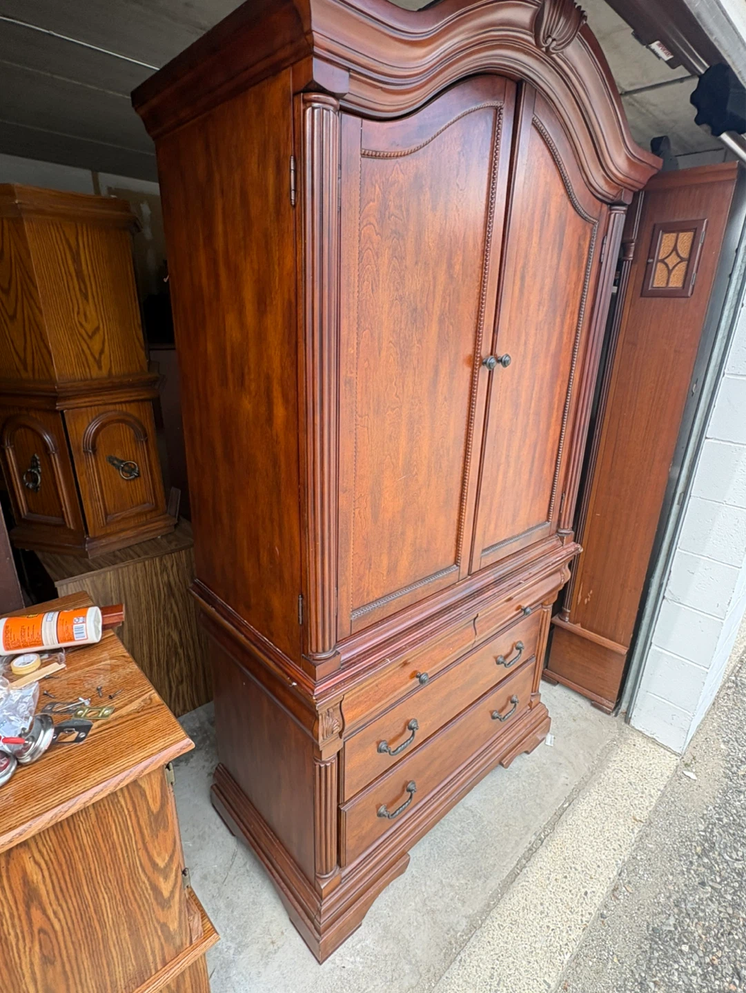 Free delivery used Wooden Armoire with Drawers - photo 5